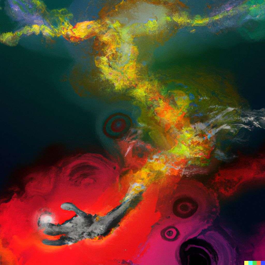 the discovery of gravity, digital art made from colorful gradients, airbrush